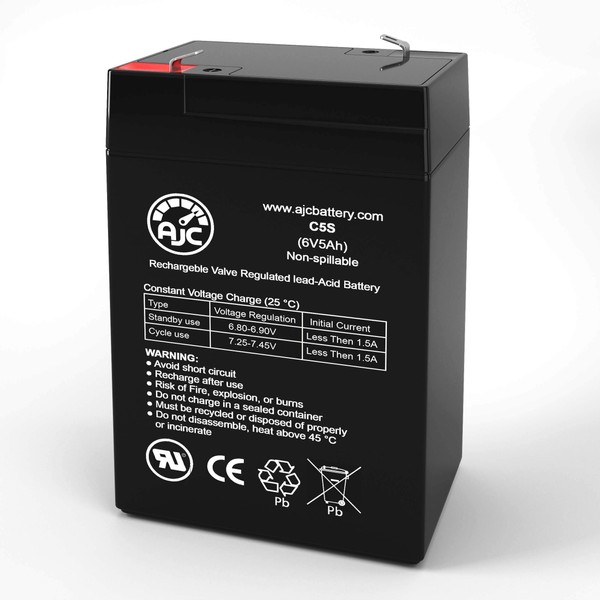 Cyclops Thor S250 2.5M CP CYC-5250 6V 5Ah Spotlight Battery - This is an AJC Brand Replacement