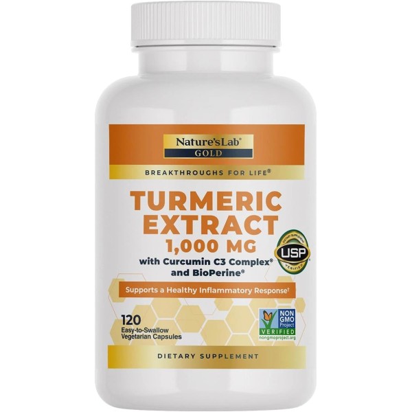 Nature's Lab Turmeric Curcumin C3 Complex 1000mg - Extract &...