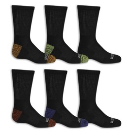 Fruit Of The Loom Big Boys' 10 Pack Crew Socks, Black/Gray/ Blue/ Green/ Orange/Red, Shoe Size: 3-9