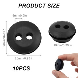 2 Holes Rubber Grommet Seal, Petrol Tank Rubber Plugs, Pack of 10 Fuel Tank Rubber Seals, Universal Petrol Filter Kit, Brush Cutter Accessories for Lawnmowers, Blowers, Grass Trimmer