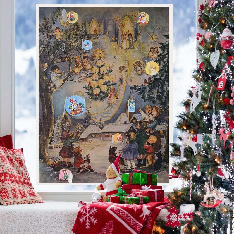 Richard Sellmer Verlag Nostalgischer Adventskalender/Weihnachtskalender mit Bildern und Glimmer Seht