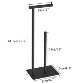 FFK Toilet Paper Holder Free Standing, 21.5" Bathroom Toilet Tissue Roll Holder Stand with Storage, SUS304 Stainless Steel Rustproof, Gold