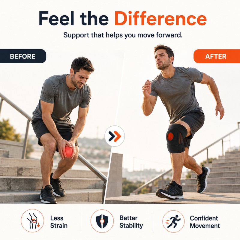Knee Brace with Side Stabilizers for Sports Support – Adjustable