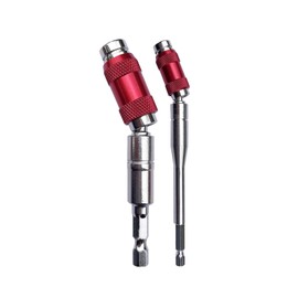 Oiieco Pack of 2 Magnetic Bit Holder Rotation Extension Flexible Bit Holder 1/4 Inch Hex Shank Quick Change Swivelling 91 mm and 145 mm (Red)