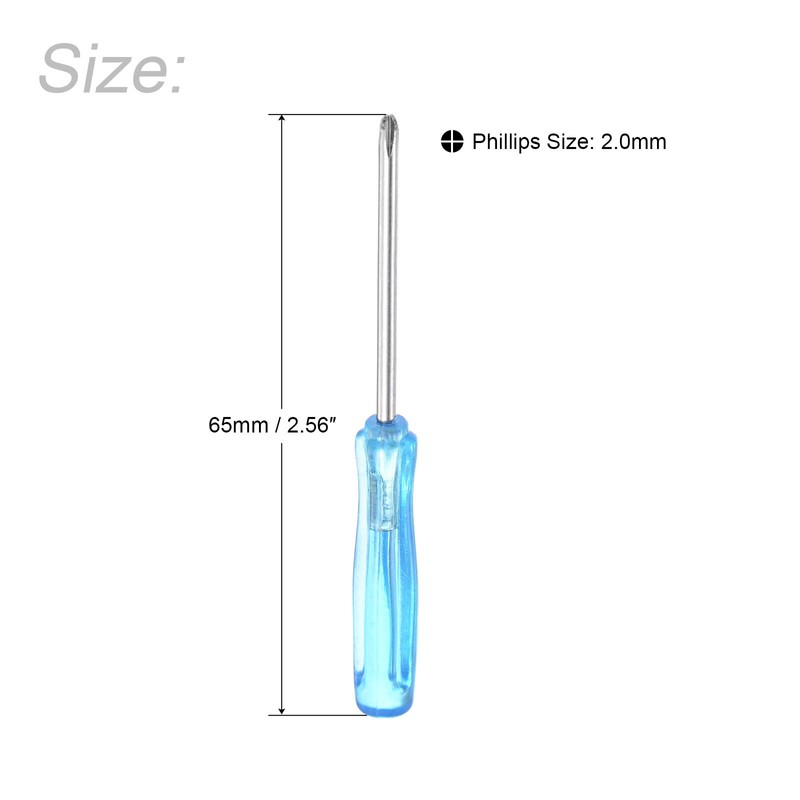 sourcing map Mini Phillips Screwdriver, 2.0mm Cross Head 65mm Length