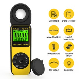 Digital Luxmeter Light Meter, Kethvoz LED Exposure Meter, Photography Light Meter, 300,000 Lux Light Measurement, Photometer with 270º Rotating Head for Photography, Plants KE-881E