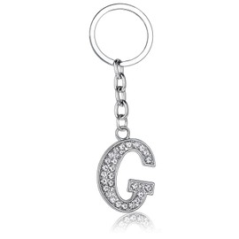 BESPMOSP A-Z Letter Keychain Keyring Crystal Shiny Family Best Friend Jewellery (G)