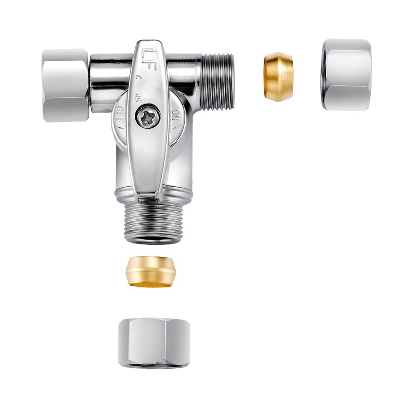 Pronese Lead-Free Brass 2Pcs Chrome-Plated Add-A-Tee 3-Way,3/8 Inch x 3/8