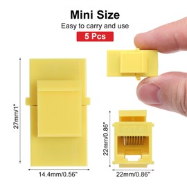 MECCANIXITY 5 Pack RJ45 Ethernet Coupler, Female to Female Cat6 Coupler Ethernet Extension Adapter Network Connector for Cat6/Cat5e/Cat5,Yellow
