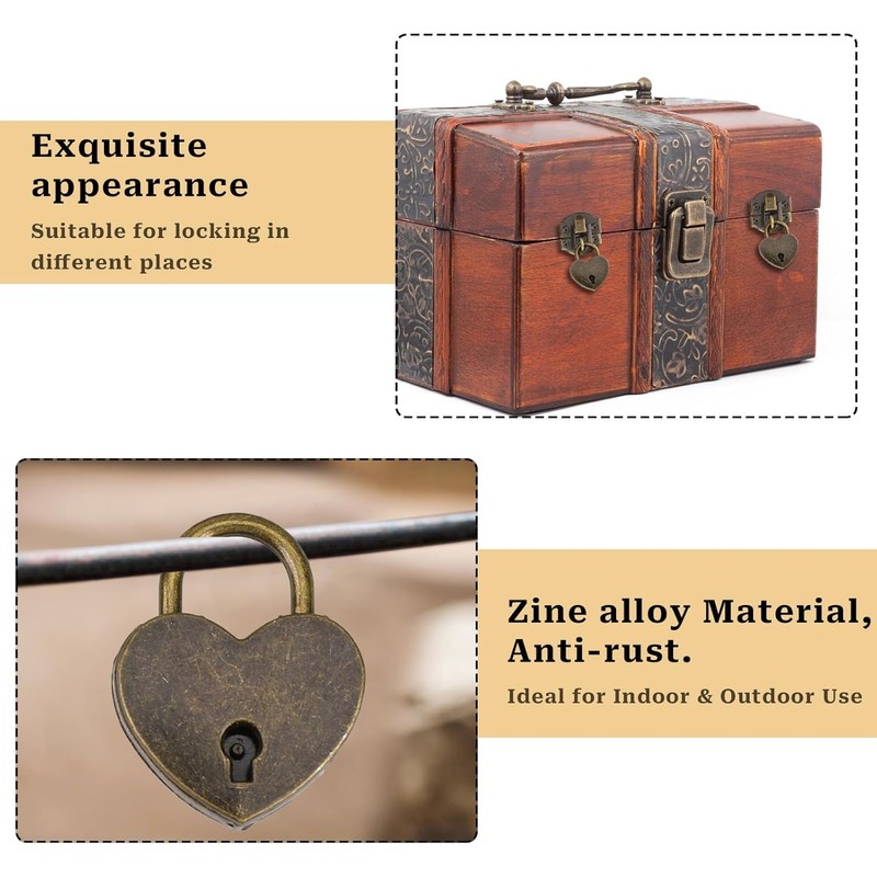 Wooden Box Padlock Set, Zinc Alloy Haspa (Bronze)