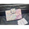 COACH Medium Corner Zip Wallet With Floral Print Ivory/Purple/Pink Multi