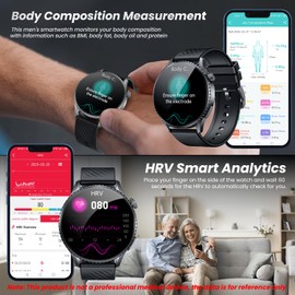 Men's Smartwatch with Bluetooth Phone Function Fitness Watch: 1.56 Inch AMOLED Smart Watch ECG + HRV Sports Watch with 24H Heart Rate Blood Pressure Fitness Tracker IP67 Waterproof Watches Compatible