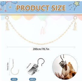 Sunbilien 2 Piece Stuffed Animals Storage Chain 80" Hanging Organizer with 40 Metal Clips Stuffed Animal Display Holder Stuffed Animal Chain Decor Hanger for Nursery Playroom Wall Corner