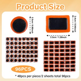 LIQWEI 96 Pcs Bike Bicycle Tire Patches, Not Self Adhesive Rubber Patch, Outdoor Cycling Bicycle Tire Tool, Bicycle Inner Tube Puncture Patch for All Inflatable Inner Tubes in Road Emergency