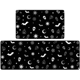 Kitchen Rugs and Mats Gothic Kitchen Decor Non-Slip Anti-Fatigue Kitchen Rug Set for Kitchen and Laundry