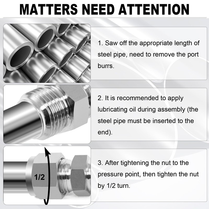 ChillWaves 304 Stainless Steel Compression Tube Fitting, 3/8" OD x