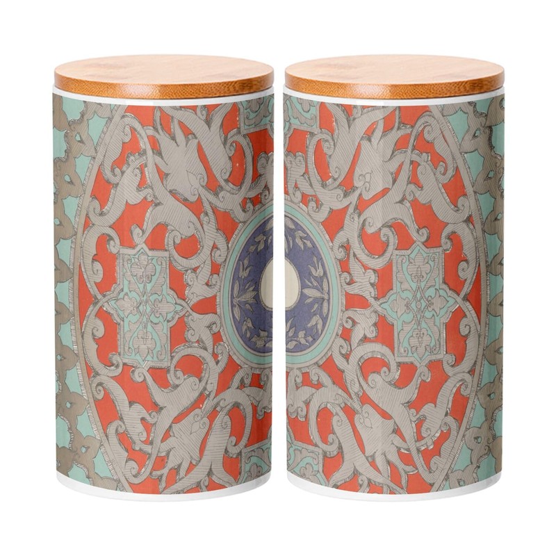 Fabulous Bamboo Ceramic Pot with Lid - Decorative Ornament Circle