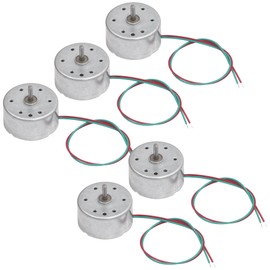 Audio Fan DC Round Motor with Lead Wire, Compatible with 1.5 - 9 V, Solar Operated, Low Power, Product Size (Diameter 0.9 x 0.6 inches (24 x 14 mm), Set of 5