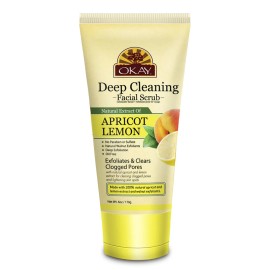 OKAY Apricot Facial Scrub Exfoliating Cleanser with Walnut Shell 6 Ounce