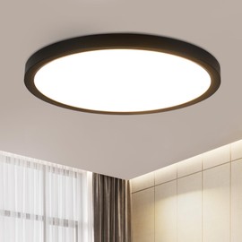 ZMH Ceiling Light LED Ceiling Light Bathroom - Diameter 30 cm Bathroom Lamp Flat Bedroom Lamp Black Kitchen Lamp Round Bedroom Ceiling Lighting 24 W Hallway Lamp 3000 K Bathroom Lamp for Kitchen