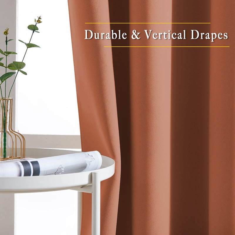NICETOWN Blackout Burnt Orange Curtain & Drape - Room Darkening