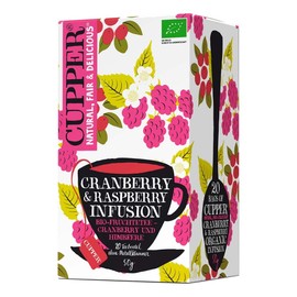 Cupper Fruit Tea Cranberry & Raspberry Infusion, Cranberry & Raspberry, Flavoured (20 x 2.5 g), Pack of 4