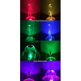 YADICO 730GPH (2800L/H, 110V/55W) Submersible Pump Fountain with RGB Color Changing Ring Water Fountain Spray Nozzles Kit Multiple Water Patterns Decoration Garden Pond Landscape