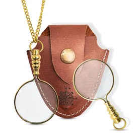 Copper Handheld Magnifying Glass with Brass Handle and Real Glass, Best Reading Magnifier for Elderly, Macular Degeneration (Polished)