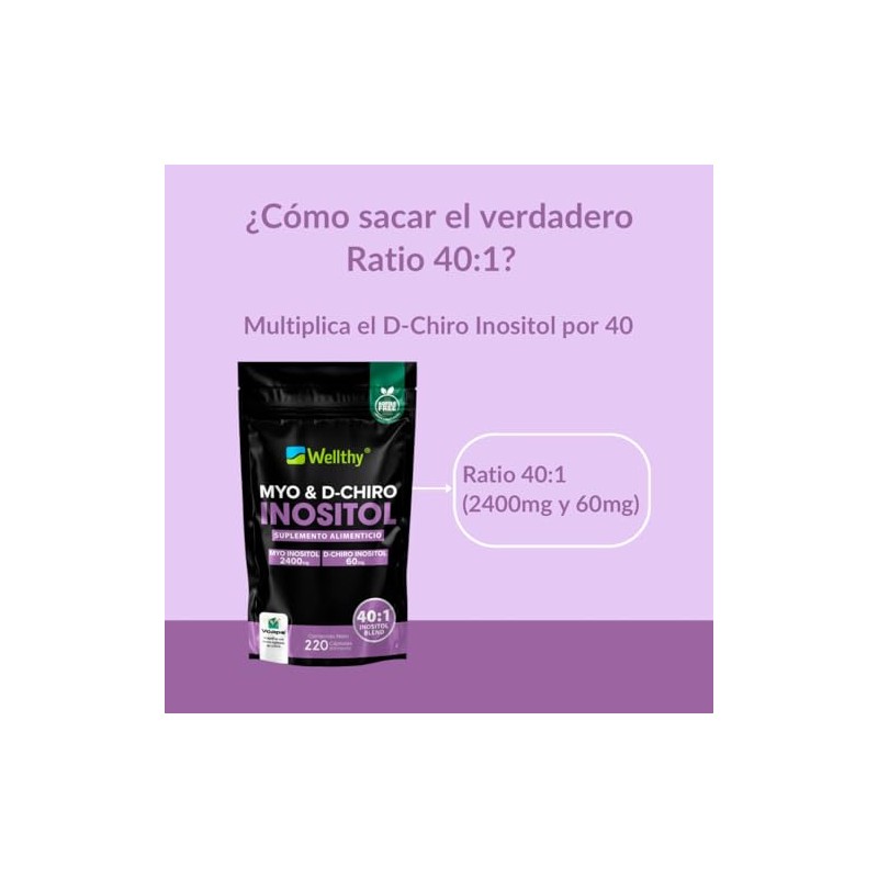Myo D-Chiro Inositol 220 Cpsulas. Mezcla ptima 401, 2400mg Myo
