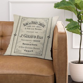 Emvency Throw Pillow Cover Vintage Advertisement French Perfume Ad Paris France Chic Decorative Pillow Case Home Decor Square 20 x 20 Inch Pillowcase