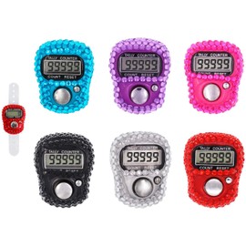 ROYAL WIND Finger Counter -Islamic Tasbih Bead- Electronic Finger Counter,6-Pack Case Resettable 5 Digit LCD Electronic Digital Display Finger Hand Tally Counter Counting