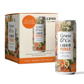 Grass & Co | POWER Shiitake Mushroom | Enhances Energy Levels & Well-being | Shiitake Extract, Holy Basil, Iron, Vitamins B9 & B12 (12 x 250ml, POWER)