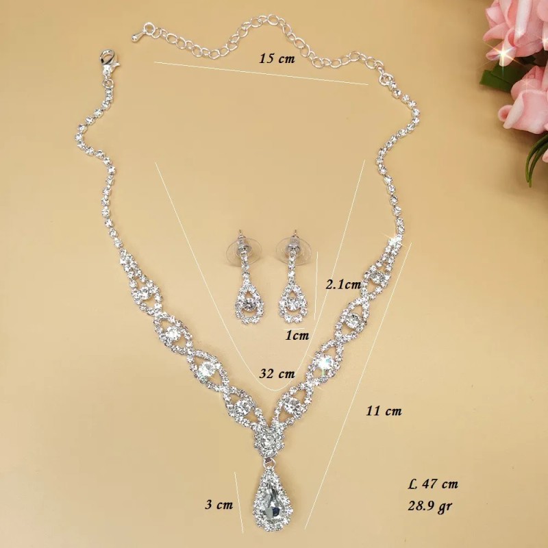 Aokun Kit Boda Sets De Joyeria Cristal Deco Mujer Collararete