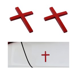 DXNQ - 2 pegatinas de metal con cruz de Jesucristo, de aleación de 2.5 x 1.8 pulgadas, calcomanías de cruz de coche 3D individuales, autoadhesivas para cubrir arañazos de metal, para coche, cola de
