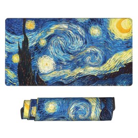 MTG Playmat TCG Playmat Board Game Card Game Trading Card Game Play mat Desk pad Original Hand-Painted Stitched Edges Smooth Surface Rubber Base Art Starry Night 23.5x13.7in