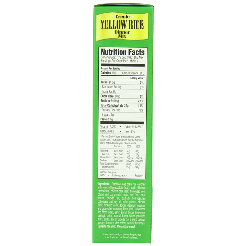 Tony Chachere Rice Mix, Creole Yellow, 7 Ounce (Pack of