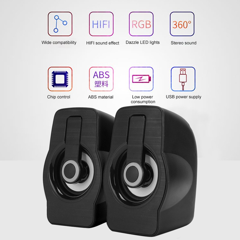 FT-185 Mini USB LED Speaker Portable Loudspeaker Music Player for