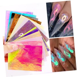 FOMIYES 32sheets Flame Pattern Nail Decals Creative Manicure Stickers for Women Easy Apply Nail Art Strips