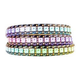 BTF-LIGHTING WS2815 (Updated WS2812B) 1m 144 Individually Digital Addressable Pixel RGB Dual Signal LED Flexible Strip Light 5050 SMD IP65 Waterproof Magic Dream Color DC12V Black PCB