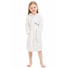 XINNE Unisex Boys Bathrobe Baby Hooded Dressing Gown Bathrobe Girls Toddlers Pajamas Sleepwear for Kids White