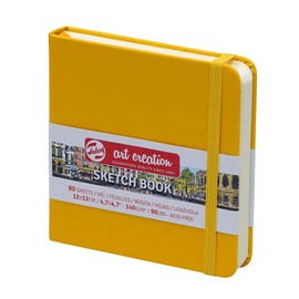 Talens T9314-114M Art Creations Sketchbook, Drawing Notebook, 4.7 x 4.7 inches (12 x 12 cm), Golden Yellow, Thickness: 4.1 oz/sq ft (140 g/m2), Fine, Acid Free Paper, 80 Sheets Bound