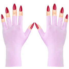 Anti-UV Gloves for Gel Nail Lamp, Gel Manicure Gloves UV Nail Light Gloves for Women (Purple)