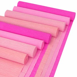 8 Rolls Crepe Paper Streamers 25 x 250cm 4 Colors Crepe Paper Roll Decorative Craft Streamer for DIY Gift Wrapping Paper Birthday Wedding Holiday Party Decorations (Pink)