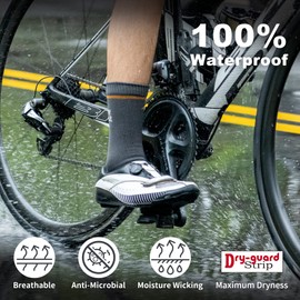 DRYMILE Slim Waterproof Socks, Thin Moisture Wicking Winter Waterproof Socks for Men & Women, Golf, Cycling - Crew (L, Charcoal and Khaki)