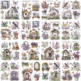 Lavender Rub on Transfers for Crafts: 16 Pcs Purple Garden Flower Rub on Transfers for Furniture, Purple Farmhouse Floral Transfer Sticker Decals DIY Crafts for Glass Wood Wall Home Decor Waterproof