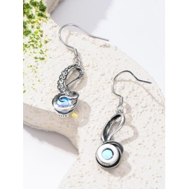 Shusukue Octopus Tentacles Earring with Moonstone 925 Sterling Silver Octopus Dangle Earring for Women Blue Ocean Jewelry
