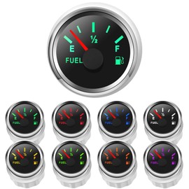 2" Fuel Level Gauge 8 Color Backlight 5 Signals Adjustable 0-190ohm,0-180ohm,10-180ohm,240-33ohm,240-30ohm,Fuel Gauge Kit for Boat Car RV Truck Vehicle Motorcycle