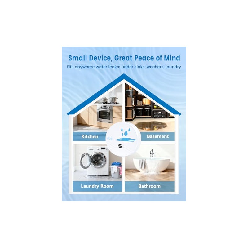 5-Pack Water Leak Detectors with 100dB Alarm for Home Safety