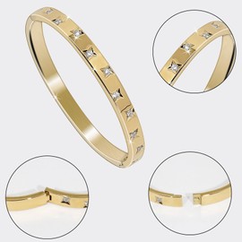 MILAKOO 4/6 mm Women's Bangle Stainless Steel and Cubic Zirconia Stylish and Pretty Bracelet with Clasp (Gold/Rose Gold/Silver), Stainless Steel