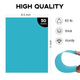 50 Pack Light Blue Cardstock 8.5 x 11 65lb Pastel Paper, Goefun Blue Card Stock Printer Paper for Wedding Invitations, DIY Cards, Menus, Crafts